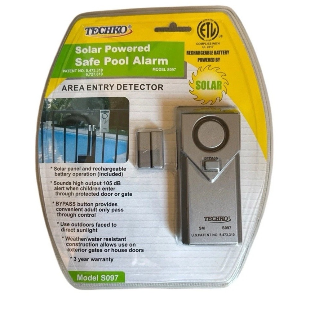 Techko Solar Powered Safe Pool Alarm Area Entry Detector‎ Grade A Sealed